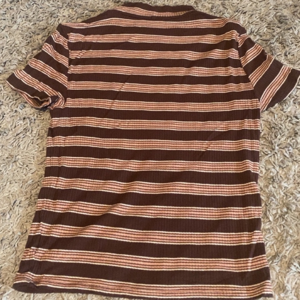 Ribbed T-Shirt| American Eagle| XS| Brown w/ Stripes
